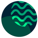 Dark green circle with light green waves
